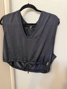 Free People Navy Drawstring Hem Sleeveless Tank